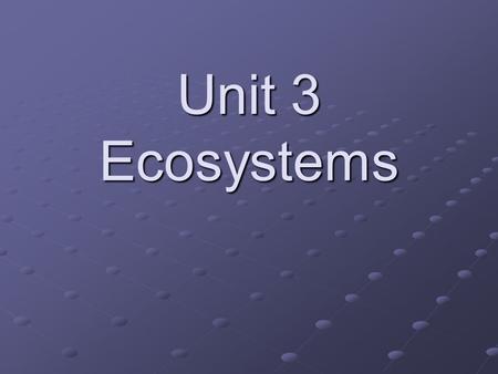 Unit 3 Ecosystems.