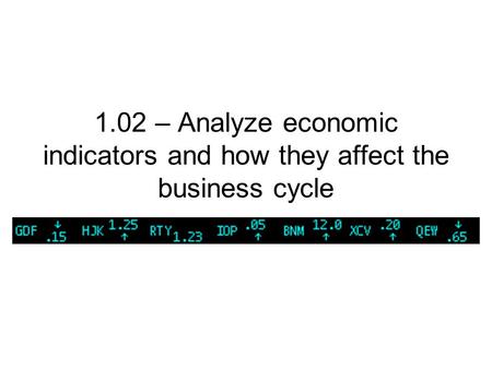 1.02 – Analyze economic indicators and how they affect the business cycle.