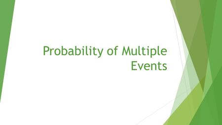 Probability of Multiple Events.  Today’s standard: CCSS.MATH.CONTENT.7.PS.8.A Understand that, just as with simple events, the probability of a compound.