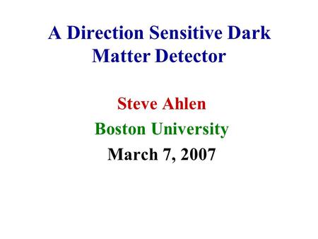 A Direction Sensitive Dark Matter Detector