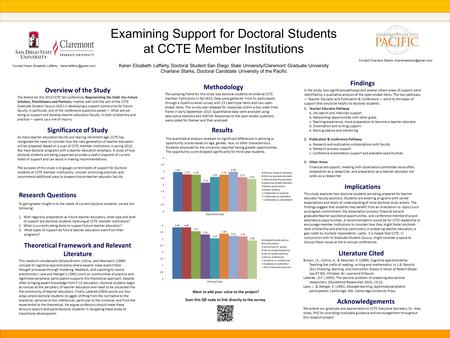Examining Support for Doctoral Students at CCTE Member Institutions Karen Elizabeth Lafferty, Doctoral Student San Diego State University/Claremont Graduate.