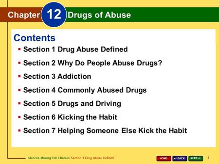 12 Contents Chapter Drugs of Abuse Section 1 Drug Abuse Defined