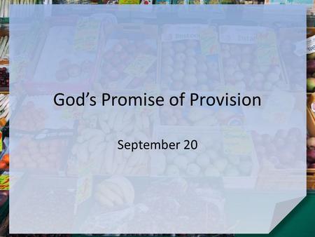 God’s Promise of Provision