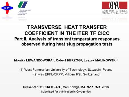 TRANSVERSE HEAT TRANSFER COEFFICIENT IN THE ITER TF CICC Part II. Analysis of transient temperature responses observed during heat slug propagation tests.