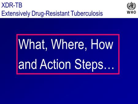 XDR-TB Extensively Drug-Resistant Tuberculosis What, Where, How and Action Steps…