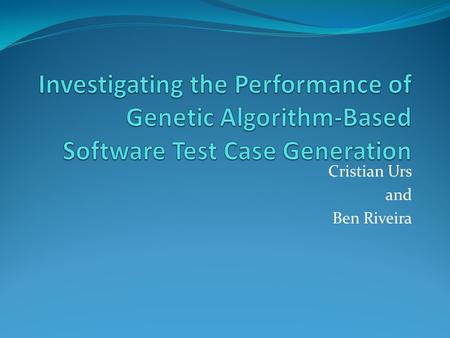 Cristian Urs and Ben Riveira. Introduction The article we chose focuses on improving the performance of Genetic Algorithms by: Use of predictive models.