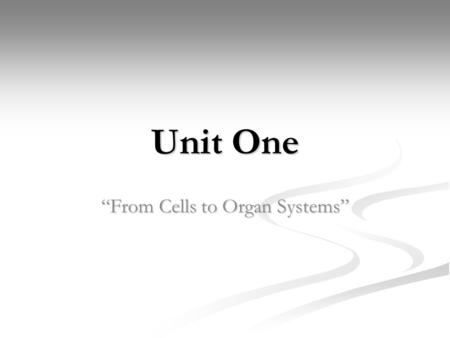 Unit One “From Cells to Organ Systems”. Levels of Organization All living things have a level of organization based on their specific composition All.