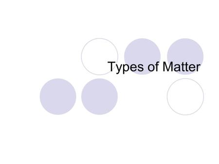 Types of Matter.