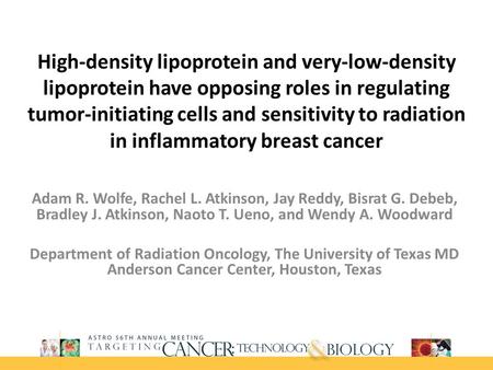 High-density lipoprotein and very-low-density lipoprotein have opposing roles in regulating tumor-initiating cells and sensitivity to radiation in inflammatory.