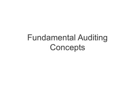 Fundamental Auditing Concepts. Materiality Evidence Independence Audit risk IS and general audit responsibilities for fraud Assurance.
