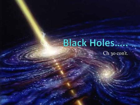 Ch 30 con’t.. Black Holes black hole an object so massive and dense that even light cannot escape its gravity Some massive stars produce leftovers too.