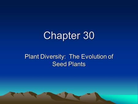 Chapter 30 Plant Diversity: The Evolution of Seed Plants.