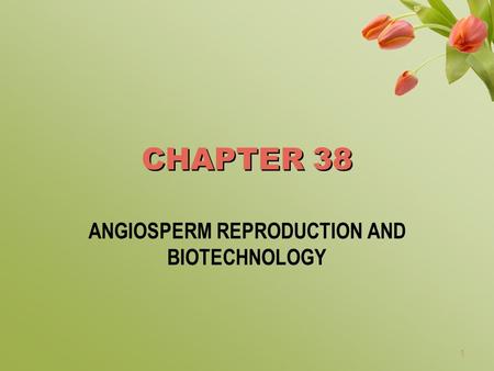 ANGIOSPERM REPRODUCTION AND BIOTECHNOLOGY