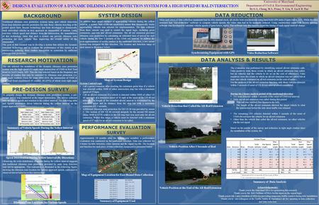 University of Maryland Department of Civil & Environmental Engineering By G.L. Chang, M.L. Franz, Y. Liu, Y. Lu & R. Tao BACKGROUND SYSTEM DESIGN DATA.