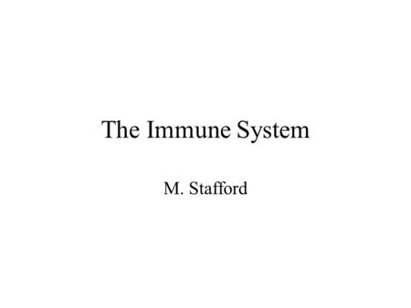 The Immune System M. Stafford.