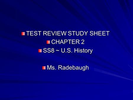 TEST REVIEW STUDY SHEET