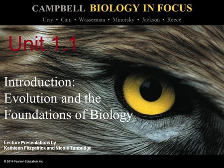 CAMPBELL BIOLOGY IN FOCUS © 2014 Pearson Education, Inc. Urry Cain Wasserman Minorsky Jackson Reece Lecture Presentations by Kathleen Fitzpatrick and Nicole.