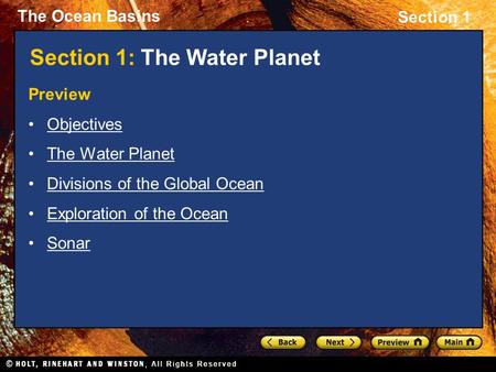 Section 1: The Water Planet