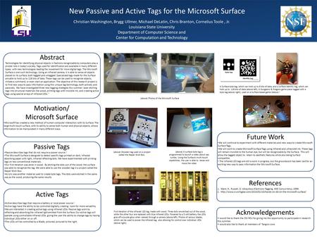 New Passive and Active Tags for the Microsoft Surface Abstract Technologies for identifying physical objects in fashions recognizable by computers play.