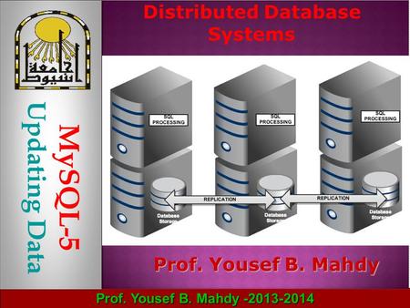 Prof. Yousef B. Mahdy -2013-2014 Distributed Database Systems Prof. Yousef B. Mahdy MySQL-5 Updating Data.