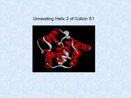 Unraveling Helix 2 of Colicin E1. Background Zakharov et al., BBA. 2004 family of antimicrobial proteins secreted upon environmental stress (regulated.