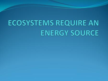 ECOSYSTEMS REQUIRE AN ENERGY SOURCE