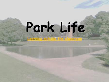 Park Life Learning outside the classroom. Our Plan Our plan is to take a group of Key Stage 1 children to Abington Park and create a range of cross- curricular.
