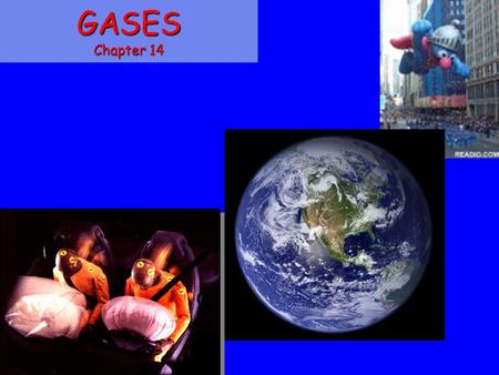 GASES Chapter 14. THREE STATES OF MATTER Solid Liquid Gas.