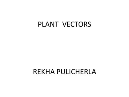 PLANT VECTORS REKHA PULICHERLA