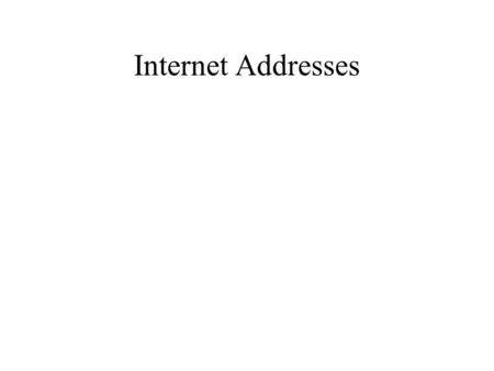 Internet Addresses. Universal Identifiers Universal Communication Service - Communication system which allows any host to communicate with any other host.