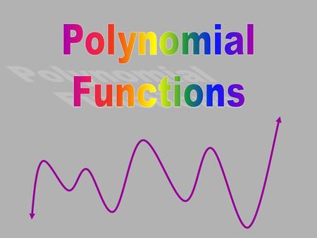A polynomial function is a function of the form: All of these coefficients are real numbers n must be a positive integer Remember integers are … –2, -1,