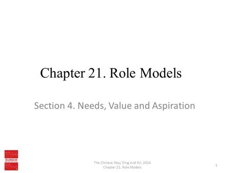 Chapter 21. Role Models Section 4. Needs, Value and Aspiration The Chinese Way, Ding and XU, 2014 Chapter 21. Role Models 1.