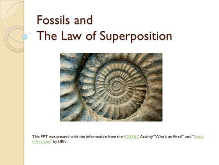 Fossils and The Law of Superposition