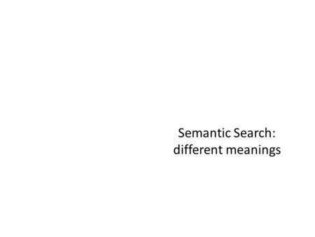 Semantic Search: different meanings. Semantic search: different meanings Definition 1: Semantic search as the problem of searching documents beyond the.