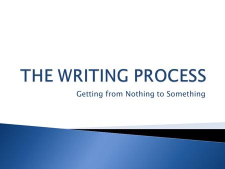 Getting from Nothing to Something.  The 1 st step of the writing process.
