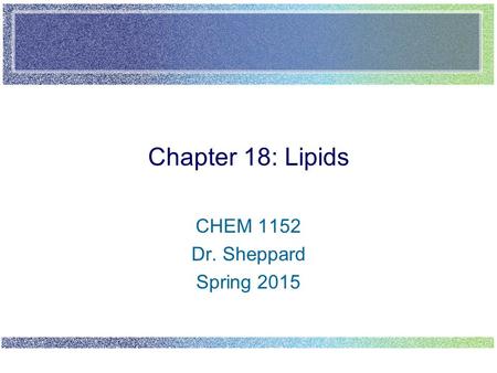 CHEM 1152 Dr. Sheppard Spring 2015