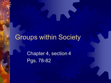 Groups within Society Chapter 4, section 4 Pgs. 78-82.