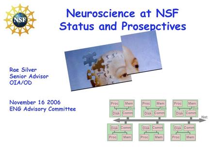 Neuroscience at NSF Status and Prosepctives Rae Silver Senior Advisor OIA/OD November 16 2006 ENG Advisory Committee ProcMem Comm Disk ProcMem Comm Bus.