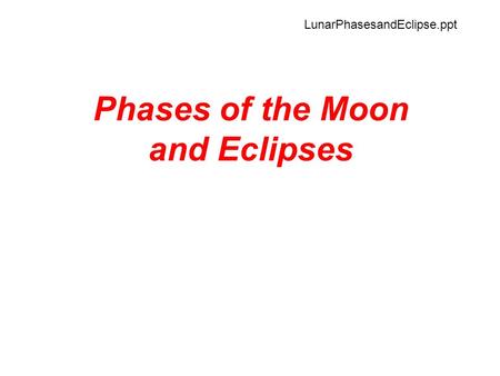 Phases of the Moon and Eclipses LunarPhasesandEclipse.ppt.