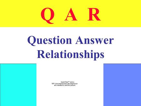 Q A R Question Answer Relationships. Are used to develop an understanding of the relationship between questions and answers. With some questions, the.