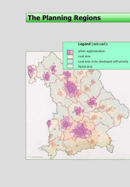 The Planning Regions Legend (reduced): urban agglomeration rural area