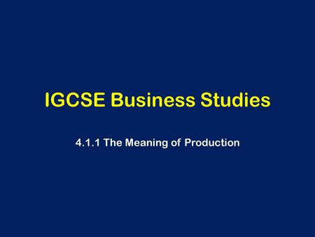 IGCSE Business Studies