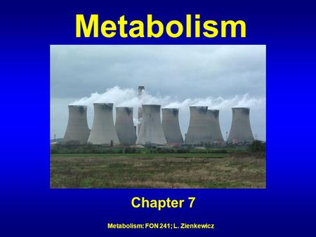 Metabolism: FON 241; L. Zienkewicz Metabolism Chapter 7.