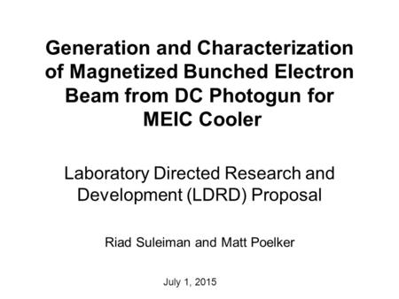 Generation and Characterization of Magnetized Bunched Electron Beam from DC Photogun for MEIC Cooler Laboratory Directed Research and Development (LDRD)