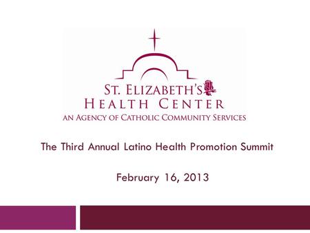 The Third Annual Latino Health Promotion Summit February 16, 2013.