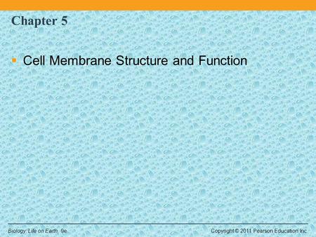 Copyright © 2011 Pearson Education Inc.Biology: Life on Earth, 9e Chapter 5  Cell Membrane Structure and Function.