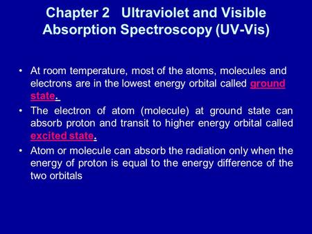 Chapter 2 Ultraviolet and Visible Absorption Spectroscopy (UV-Vis)
