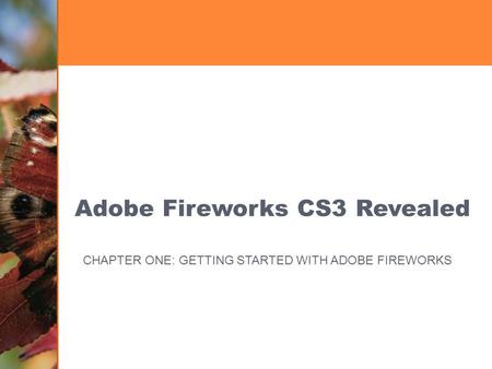 Adobe Fireworks CS3 Revealed CHAPTER ONE: GETTING STARTED WITH ADOBE FIREWORKS.