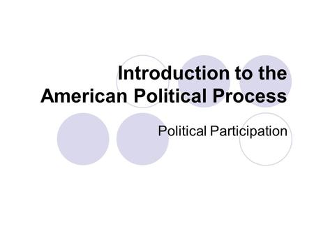 Introduction to the American Political Process Political Participation.