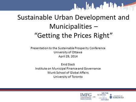 Presentation to the Sustainable Prosperity Conference